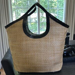 Stylish Tan and Black Tote Bag